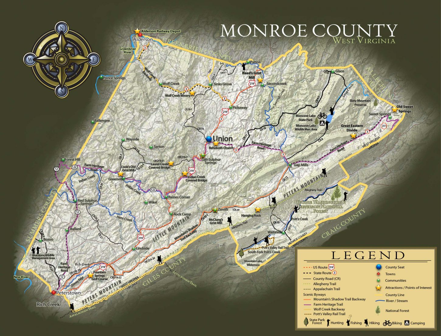 Monroe County map.